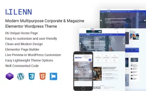 Lilenn-Modern Multipurpose Corporate & Magazine Elementor Wordpress Theme WordPress Theme