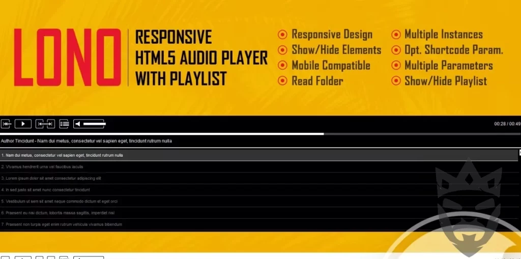 Lono - Responsive HTML5 Audio Player With Playlist