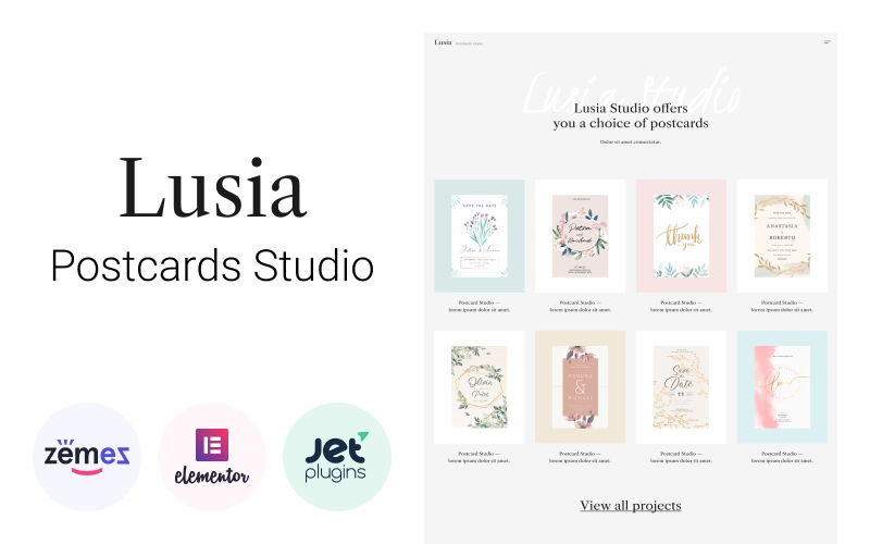 Lusia - Card Design Website WordPress Theme