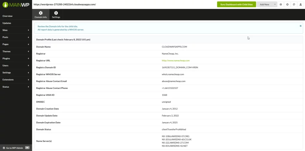 MainWP Domain Monitor Extension