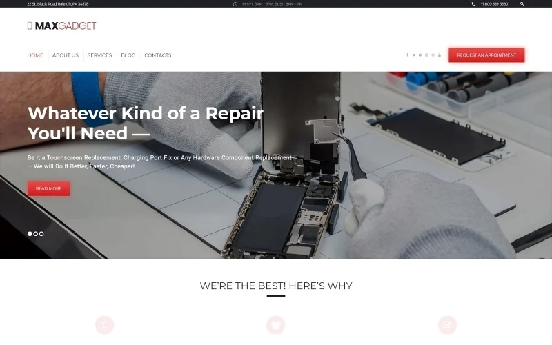 MaxGadget - Computer Maintenance & Electronics Repair WordPress Theme