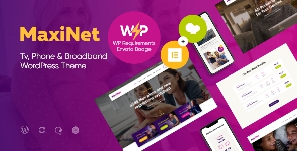 MaxiNet | Broadband  Telecom Internet Provider WordPress Theme + Elementor