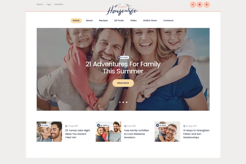 Modern Housewife - Beautiful Housewife’s & Family Blog WordPress Theme