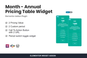 Month - Annual Pricing Table Widget For Elementor