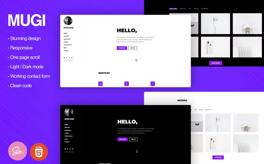 Mugi - Personal Portfolio & Resume WordPress Theme