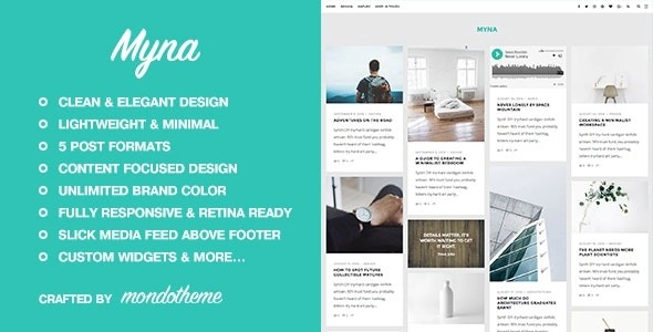 Myna - A Masonry WordPress Blog Theme