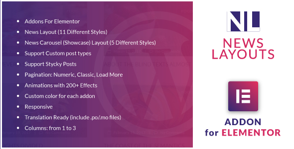 News Layouts for Elementor WordPress Plugin