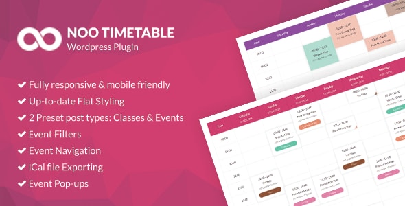 Noo Timetable - Responsive Calendar  Auto Sync WordPress Plugin