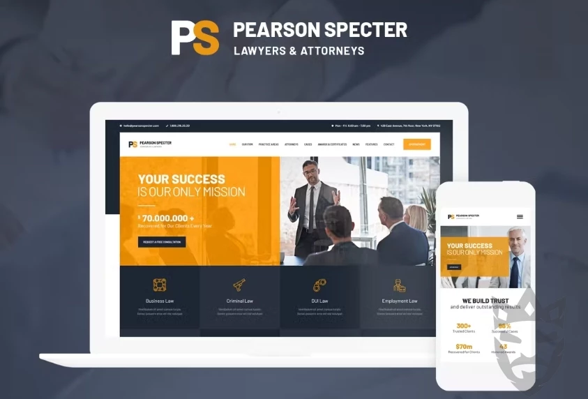 Pearson Specter - Stylish Lawyer & Legal Advisor WordPress Theme