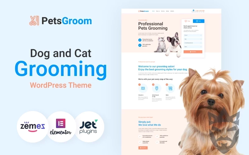 PetsGroom - Dog & Cat Grooming WordPress Theme