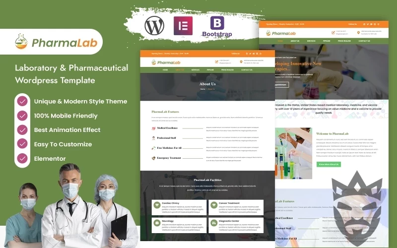 Pharmalab - Laboratory & Pharmaceutical Wordpress Template WordPress Theme