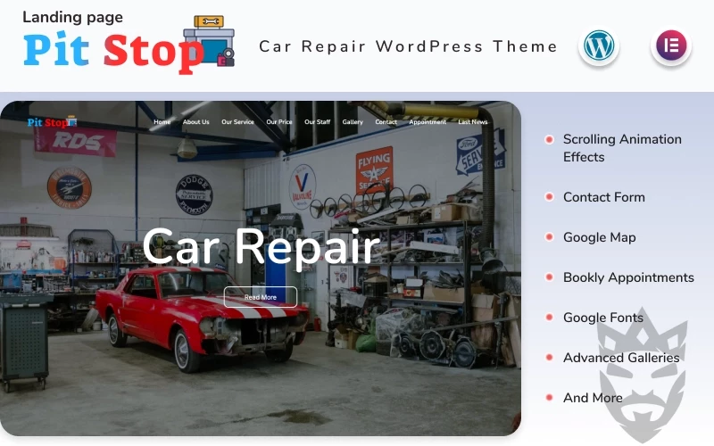 Pit Stop - Car Repair Website with Blog Elementor WordPress Theme