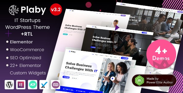 Plaby - IT Startup  Digital Services Agency Elementor WordPress Theme