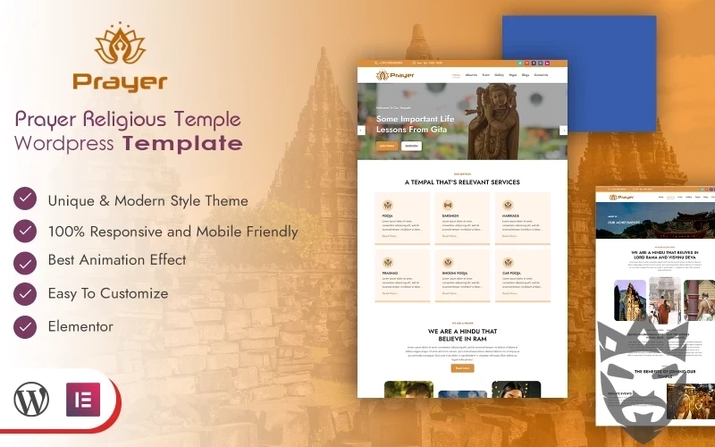 Prayer Religious Temple Wordpress Template WordPress Theme