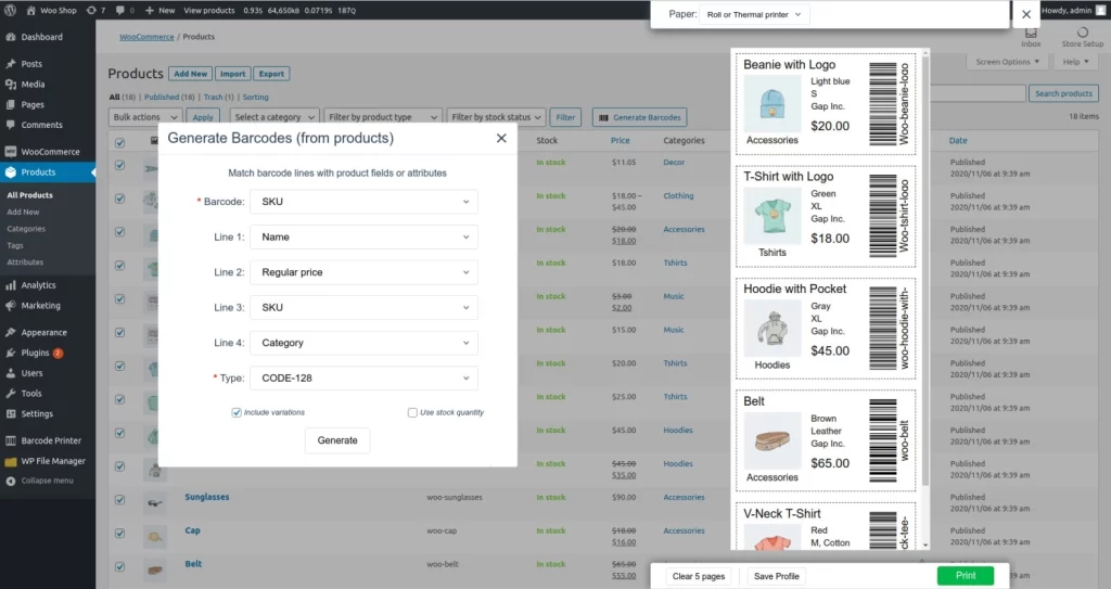 Print Barcode Labels for WooCommerce Products