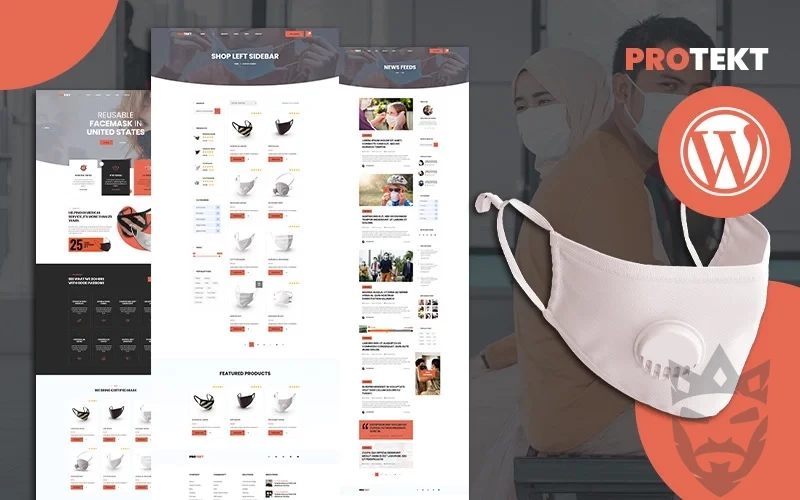 Protekt Medical Face Mask Store WooCommerce Theme WordPress Theme