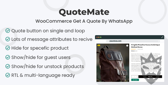 QuoteMate - WooCommerce Get A Quote By WhatsApp