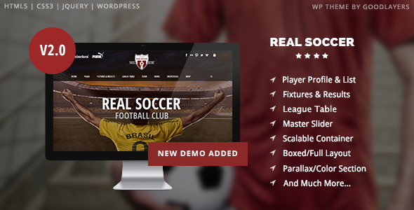 Real Soccer - Sport Clubs WordPress