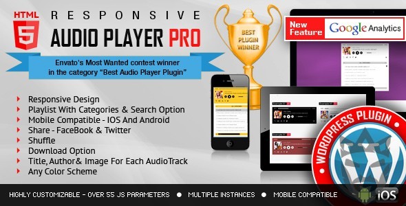 Responsive HTML5 Audio Player PRO WordPress Plugin