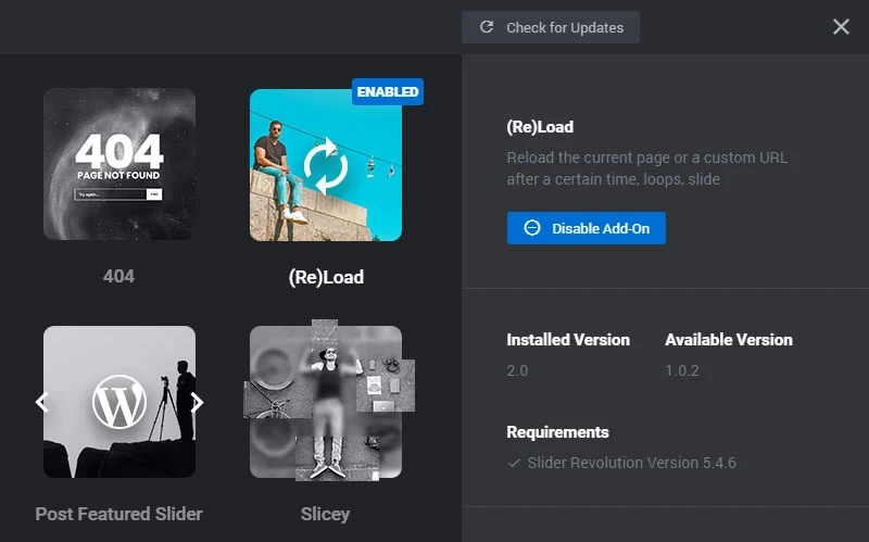 Revslider (Re)load AddOn