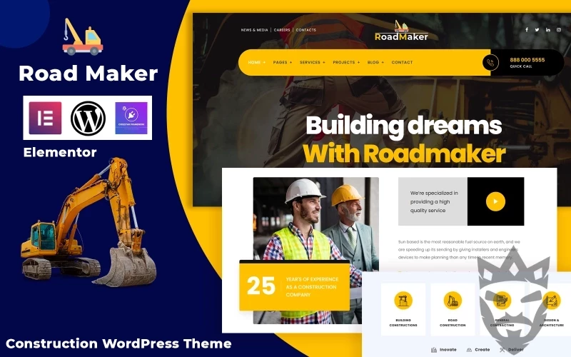 Road Maker - Construction WordPress Elementor Theme WordPress Theme