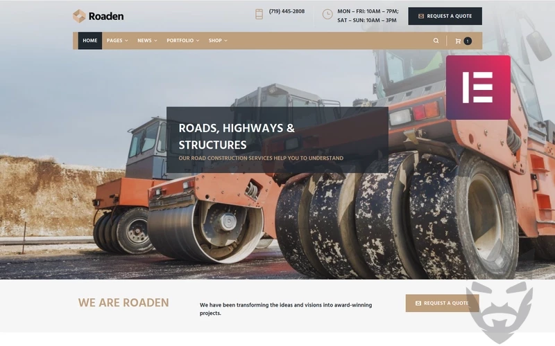 Roaden - Road Construction WordPress Elementor Theme WordPress Theme