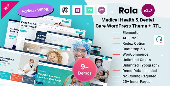 Rola - Medical Health  Dental Care Elementor WordPress Theme