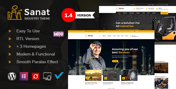 Sanat - Factory  Industry WordPress Theme