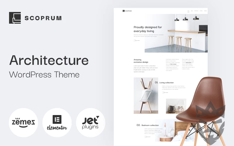 Scoprum - Furniture design for classy studios WordPress Theme