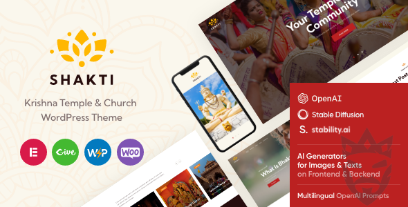 Shakti - Krishna Temple  Church WordPress Theme