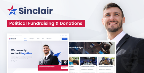 Sinclair - Political Fundraising  Donations WordPress Theme