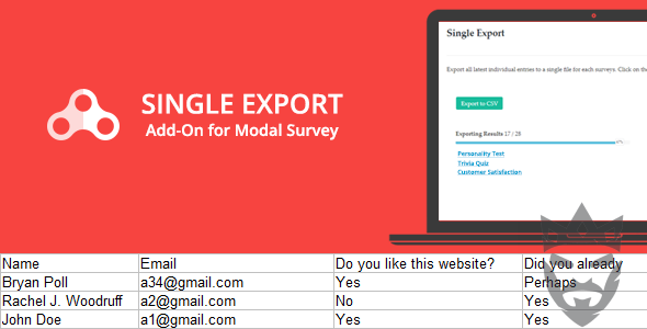 Single Export - Modal Survey Add-on