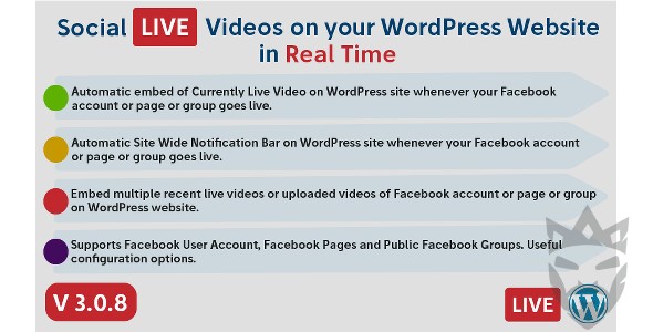 Social Live Video Auto Embed for WordPress