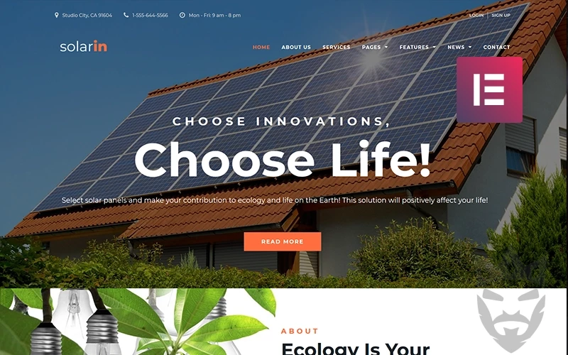 Solarin - Solar Energy Company WordPress Elementor Theme WordPress Theme