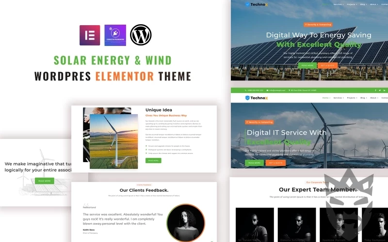 Solarwind - Solar Energy and Wind WordPress Elementor Theme WordPress Theme