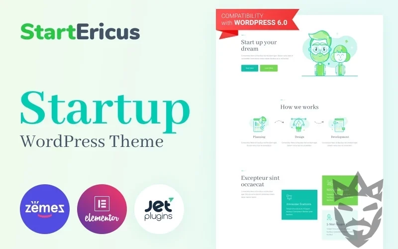 StartEricus - Clean and Minimalistic Startup Landing Page WordPress Theme