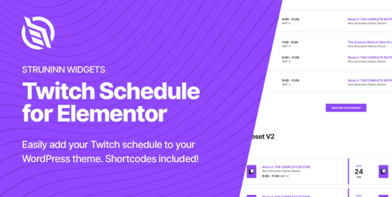 Struninn - Twitch Schedule Elementor Widget