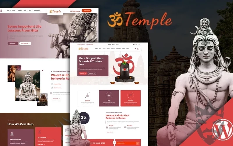 Temple Hindus worship Mandir WordPress Theme