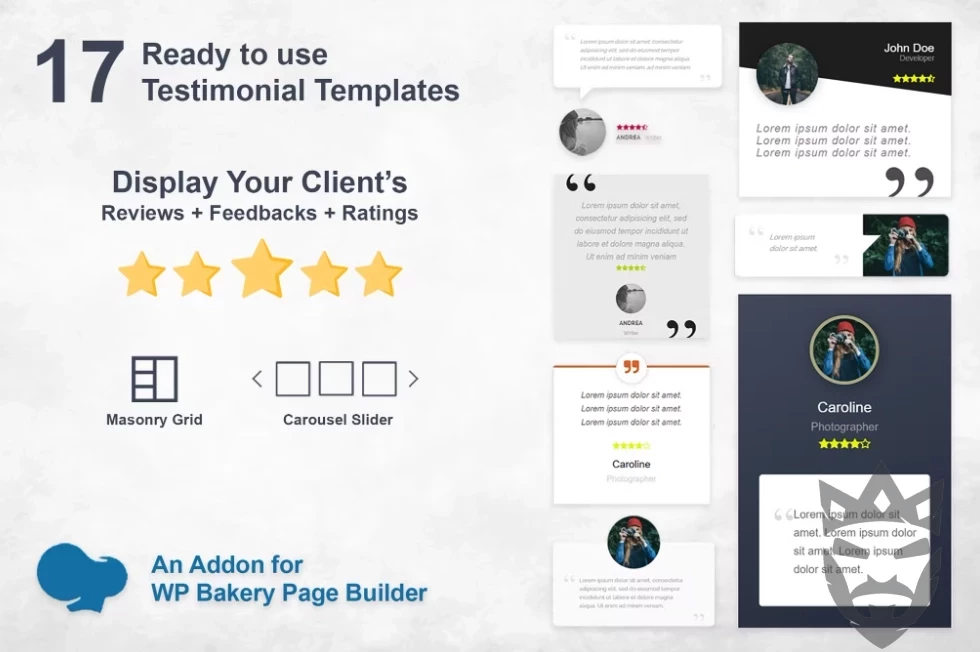 Testimonials Slider and Grid - WPBakery Addon