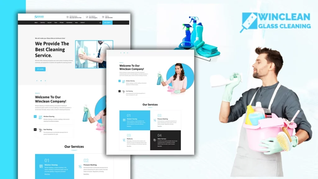 Tomaar-Winclean Cleaning Services Landing Page WordPress Theme