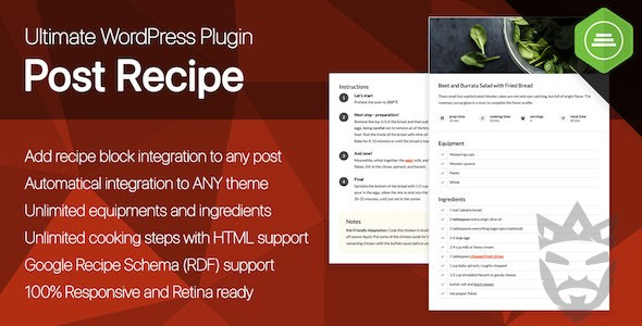 Ultimate Post Recipe - Responsive WordPress Posts Cooking Recipes plugin