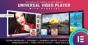 Universal Video Player - YouTube/Vimeo/Self-Hosted - Elementor Widget