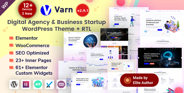 Varn - IT  SEO Marketing Agency Portfolio Elementor WordPress Theme