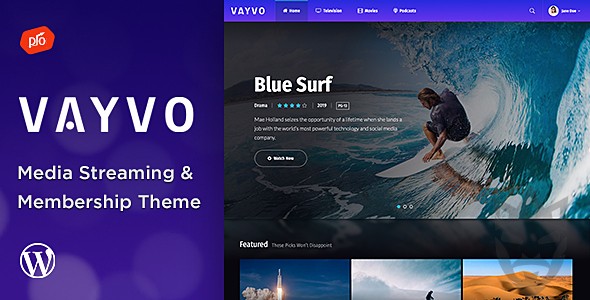 Vayvo - Media Streaming  Membership WordPress Theme