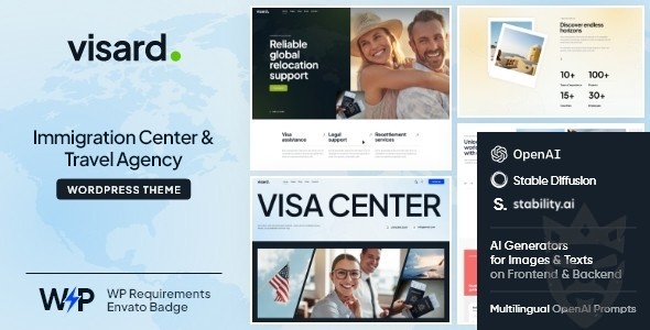 Visard - Immigration Visa Center  Travel Agency WordPress Theme