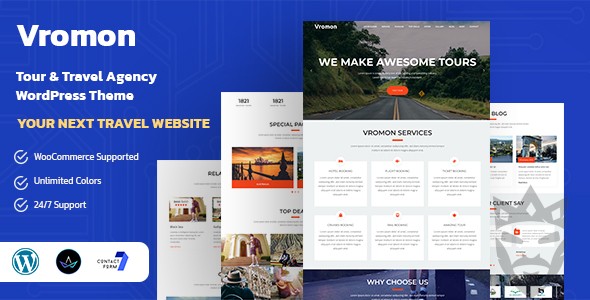 Vromon - Tour  Travel Agency WordPress Theme