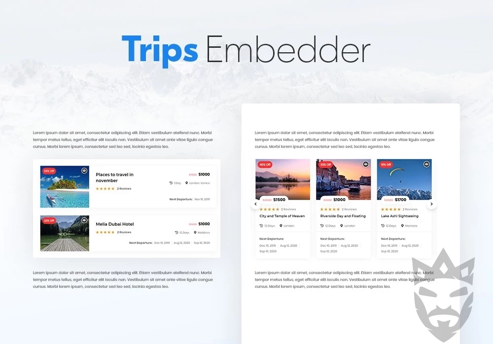 WP Travel Engine - Trips Embedder