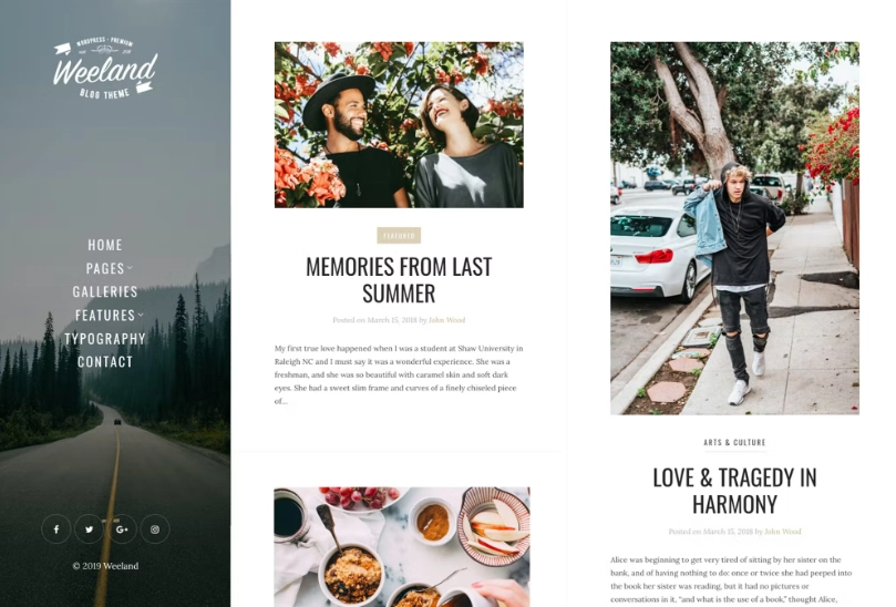 Weeland - Masonry Lifestyle WordPress Blog Theme