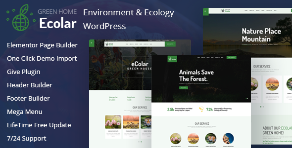 Ecolar - Environment  Ecology WordPress Theme