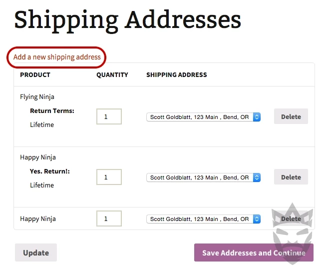 WooCommerce Shipping Multiple Addresses